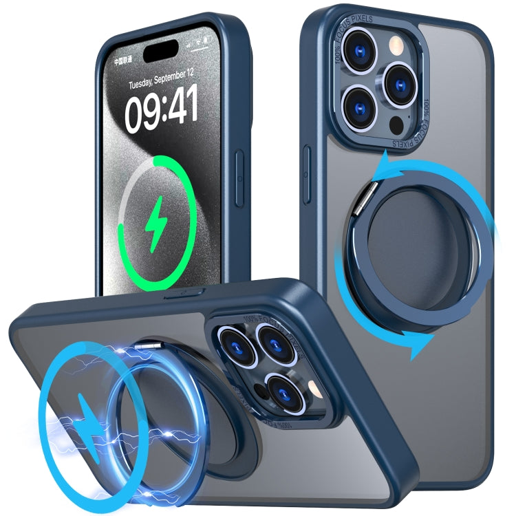 For iPhone 15 Pro Max 360-degree Rotating MagSafe Magnetic Holder Phone Case(Navy Blue) - iPhone 15 Pro Max Cases by PMC Jewellery | Online Shopping South Africa | PMC Jewellery