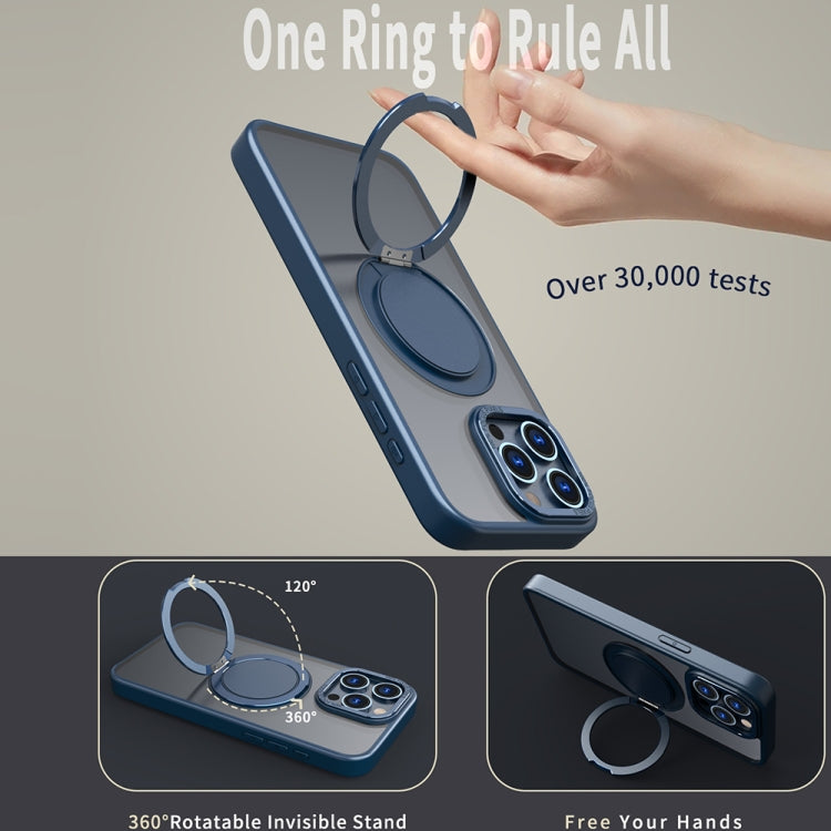 For iPhone 15 Pro Max 360-degree Rotating MagSafe Magnetic Holder Phone Case(Navy Blue) - iPhone 15 Pro Max Cases by PMC Jewellery | Online Shopping South Africa | PMC Jewellery