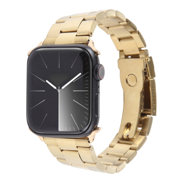 For Apple Watch SE 40mm Three-Bead Stainless Steel Watch Band(Gold) - free shipping - PMC TechLife - Order now!