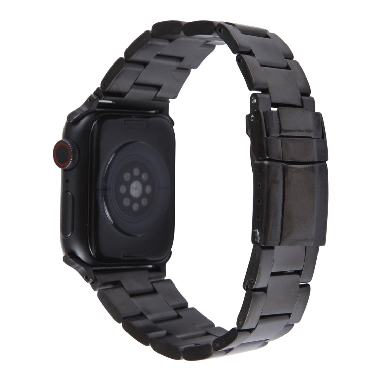 For Apple Watch SE 44mm Three-Bead Stainless Steel Watch Band(Black) - free shipping - PMC TechLife - Order now!