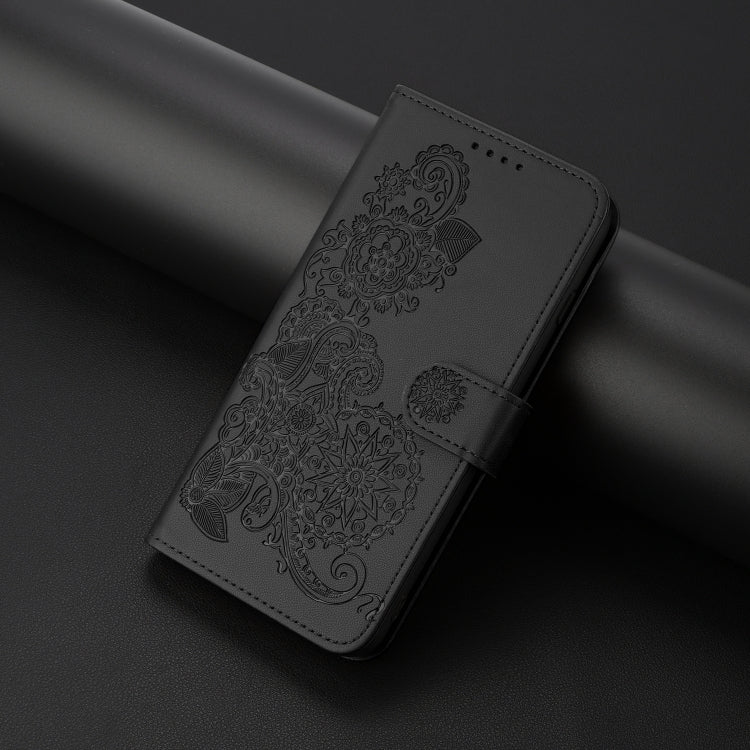 For Google Pixel 9 Pro Datura Flower Embossed Flip Leather Phone Case(Black) - Google Cases by PMC TechLife | Online Shopping South Africa | PMC TechLife | Buy Now Pay Later Mobicred