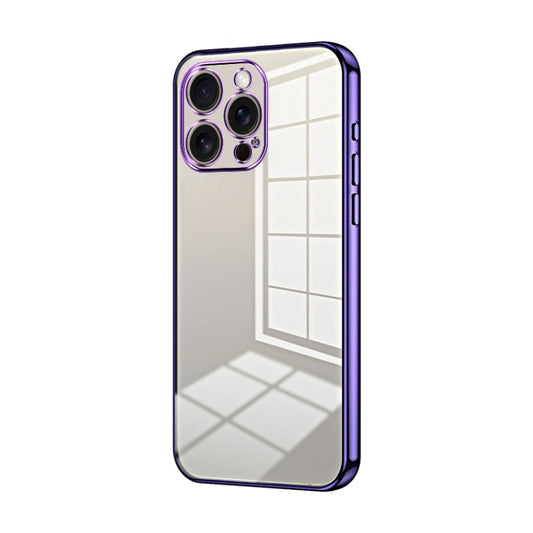 For iPhone 16 Pro Max Transparent Plating Fine Hole Phone Case(Purple) - iPhone 16 Pro Max Cases by PMC Jewellery | Online Shopping South Africa | PMC Jewellery | Buy Now Pay Later Mobicred