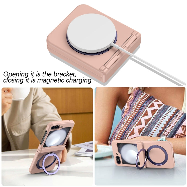 For Samsung Galaxy Z Flip5 5G 360 Degree Stand MagSafe Magnetic All-inclusive Phone Case(Pink) - Galaxy Z Flip5 Cases by PMC Jewellery | Online Shopping South Africa | PMC Jewellery