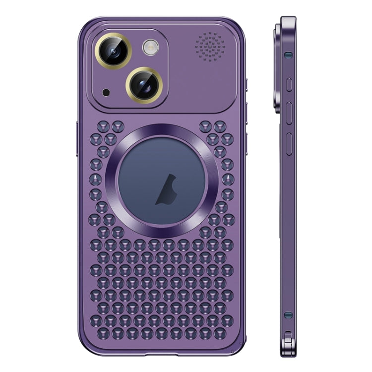 For iPhone 13 Spring Buckle MagSafe Magnetic Metal Aromatherapy Phone Case(Purple) - iPhone 13 Cases by PMC TechLife | Online Shopping South Africa | PMC TechLife