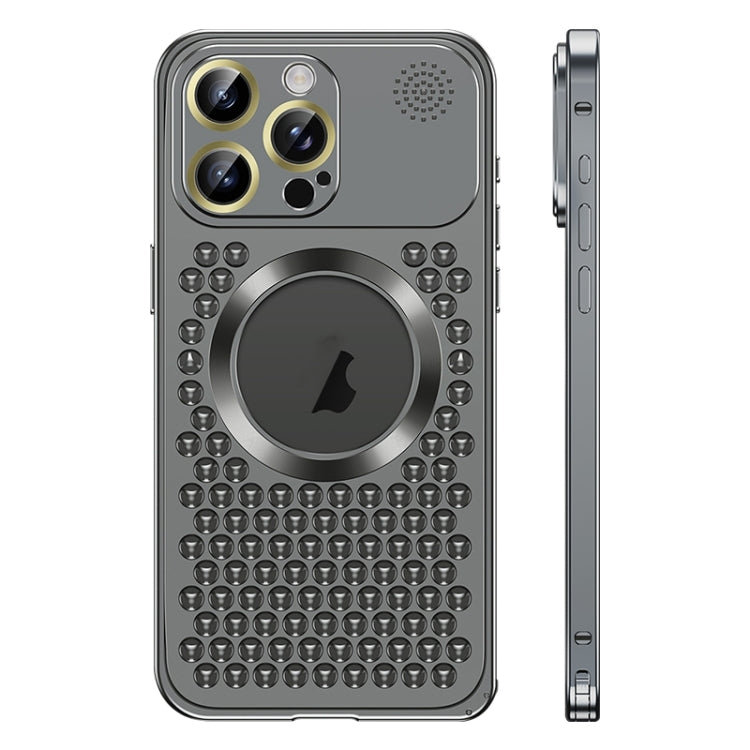For iPhone 13 Pro Spring Buckle MagSafe Magnetic Metal Aromatherapy Phone Case(Black) - iPhone 13 Pro Cases by PMC TechLife | Online Shopping South Africa | PMC TechLife