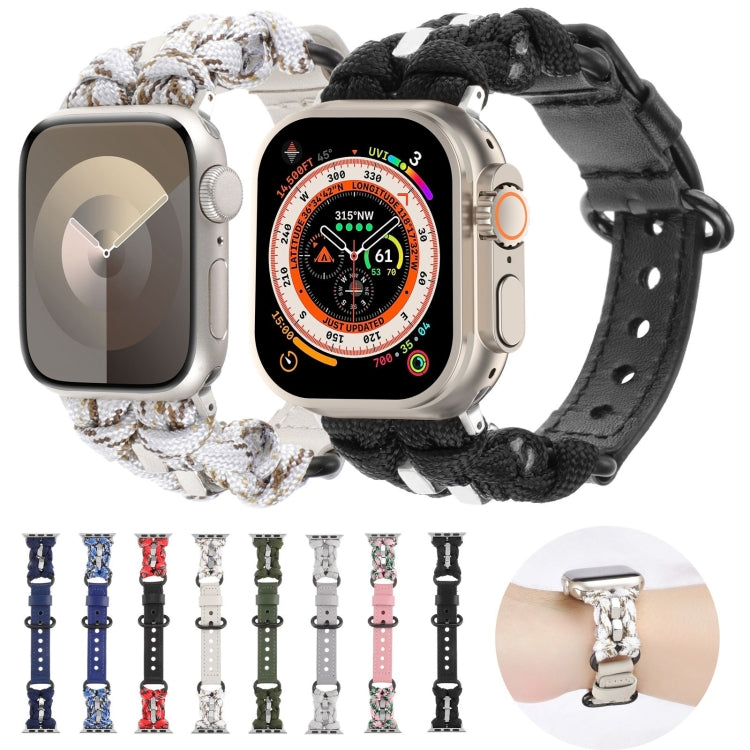 For Apple Watch Ultra 2 49mm Paracord Genuine Leather Watch Band(Grey) - Watch Bands by PMC TechLife | Online Shopping South Africa | PMC TechLife | Buy Now Pay Later Mobicred
