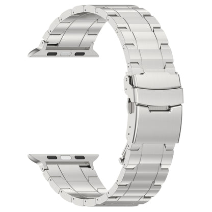 For Apple Watch Series 6 40mm Safety Buckle Trapezoid Titanium Steel Watch Band(Silver) - Watch Bands by PMC Jewellery | Online Shopping South Africa | PMC Jewellery