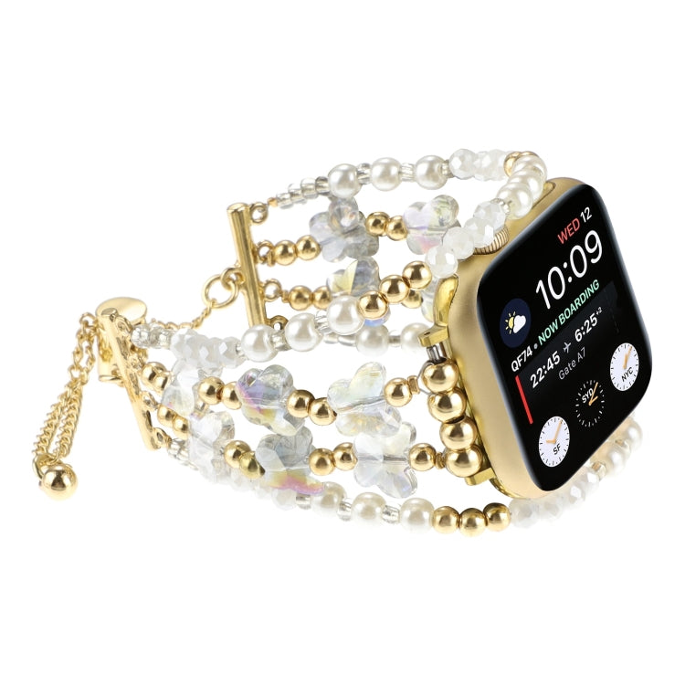 For Apple Watch SE 2023 40mm Butterfly Chain Bracelet Metal Watch Band(Transparent Gold) - Watch Bands by PMC Jewellery | Online Shopping South Africa | PMC Jewellery