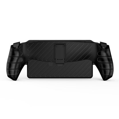 For Sony PlayStation Portal  TPU Stripe Game Console Case with Holder(Black) - Cases by PMC Jewellery | Online Shopping South Africa | PMC Jewellery | Buy Now Pay Later Mobicred