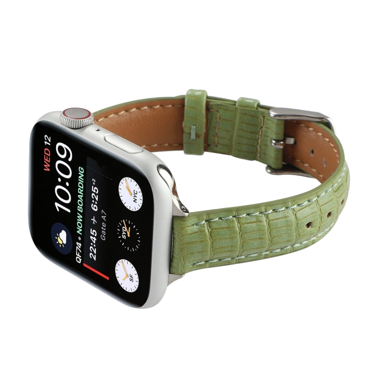 For Apple Watch Ultra 2 49mm Slim Crocodile Leather Watch Band(Light Green) - Watch Bands by PMC TechLife | Online Shopping South Africa | PMC TechLife