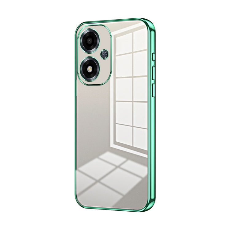 For OPPO A2m Transparent Plating Fine Hole Phone Case(Green) - OPPO Cases by PMC TechLife | Online Shopping South Africa | PMC TechLife | Buy Now Pay Later Mobicred