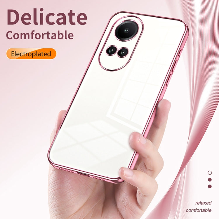 For OPPO Reno10 5G/Reno10 Pro 5G Global Transparent Plating Fine Hole Phone Case(Purple) - OPPO Cases by PMC Jewellery | Online Shopping South Africa | PMC Jewellery | Buy Now Pay Later Mobicred