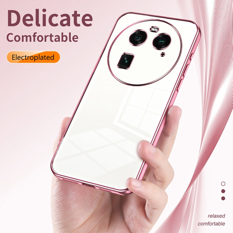 For OPPO Find X6 Transparent Plating Fine Hole Phone Case(Blue) - OPPO Cases by PMC TechLife | Online Shopping South Africa | PMC TechLife | Buy Now Pay Later Mobicred
