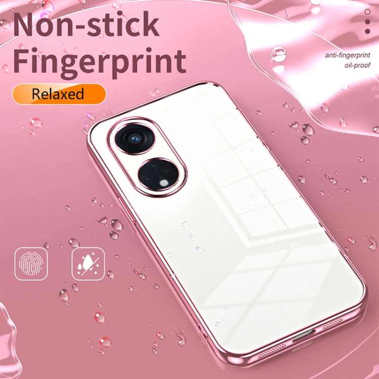 For OPPO Reno8 T 5G Transparent Plating Fine Hole Phone Case(Gold) - OPPO Cases by PMC TechLife | Online Shopping South Africa | PMC TechLife | Buy Now Pay Later Mobicred