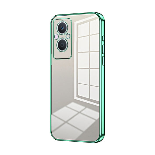 For OPPO Reno7 Z 5G / F21 Pro 5G Transparent Plating Fine Hole Phone Case(Green) - OPPO Cases by PMC Jewellery | Online Shopping South Africa | PMC Jewellery | Buy Now Pay Later Mobicred