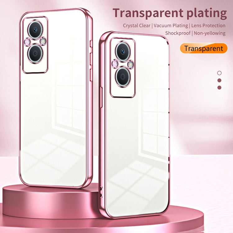 For OPPO Reno7 Z 5G / F21 Pro 5G Transparent Plating Fine Hole Phone Case(Green) - OPPO Cases by PMC TechLife | Online Shopping South Africa | PMC TechLife | Buy Now Pay Later Mobicred