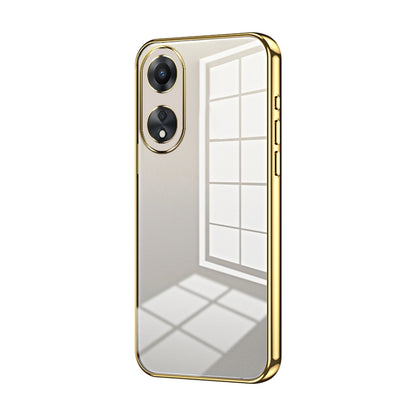 For OPPO A58 5G / A58x 5G Transparent Plating Fine Hole Phone Case(Gold) - OPPO Cases by PMC Jewellery | Online Shopping South Africa | PMC Jewellery | Buy Now Pay Later Mobicred