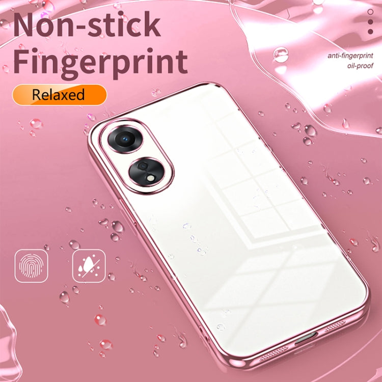 For OPPO A58 5G / A58x 5G Transparent Plating Fine Hole Phone Case(Blue) - OPPO Cases by PMC TechLife | Online Shopping South Africa | PMC TechLife | Buy Now Pay Later Mobicred