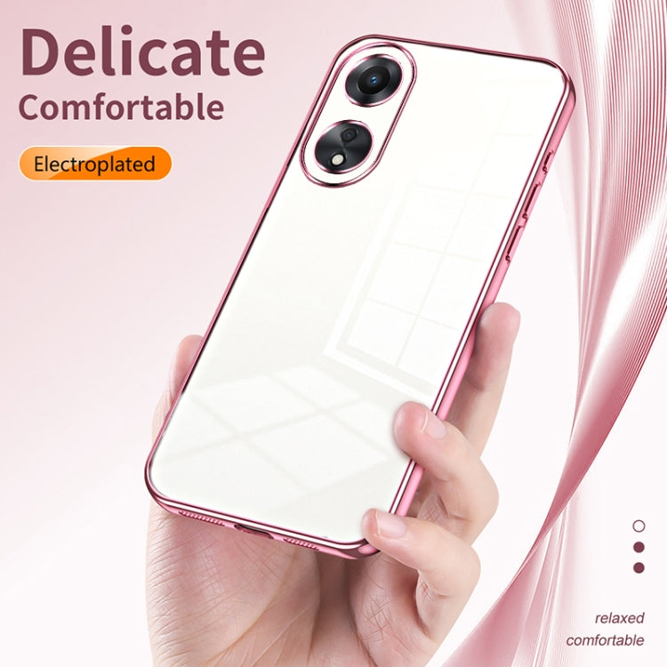 For OPPO A58 5G / A58x 5G Transparent Plating Fine Hole Phone Case(Silver) - OPPO Cases by PMC TechLife | Online Shopping South Africa | PMC TechLife | Buy Now Pay Later Mobicred
