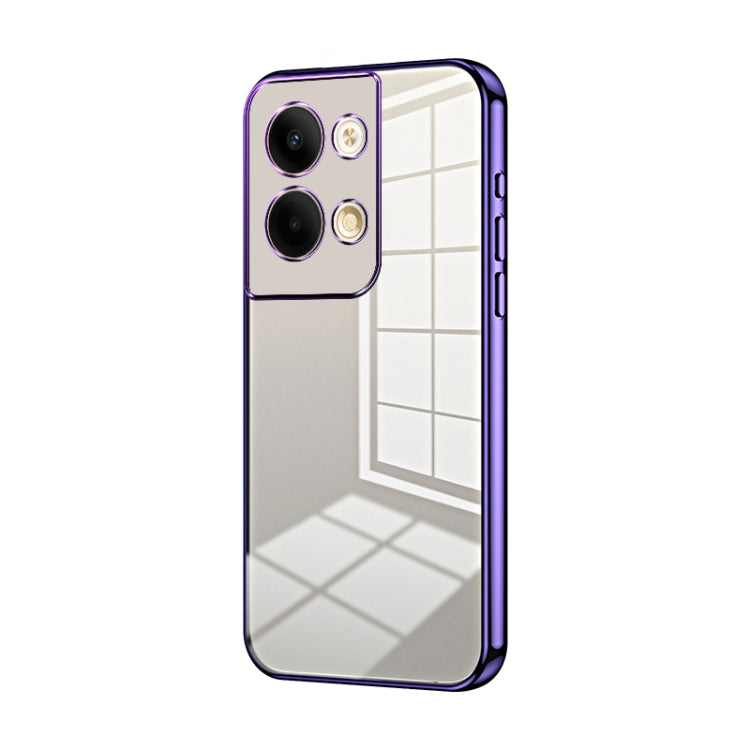For OPPO Reno9 / Reno9 Pro Transparent Plating Fine Hole Phone Case(Purple) - OPPO Cases by PMC Jewellery | Online Shopping South Africa | PMC Jewellery | Buy Now Pay Later Mobicred