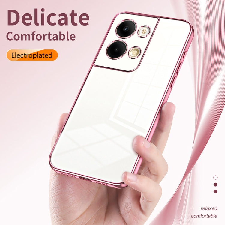 For OPPO Reno9 / Reno9 Pro Transparent Plating Fine Hole Phone Case(Purple) - OPPO Cases by PMC Jewellery | Online Shopping South Africa | PMC Jewellery | Buy Now Pay Later Mobicred