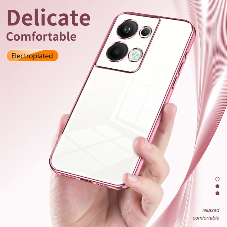 For OPPO Reno9 Pro+ Transparent Plating Fine Hole Phone Case(Transparent) - OPPO Cases by PMC Jewellery | Online Shopping South Africa | PMC Jewellery | Buy Now Pay Later Mobicred