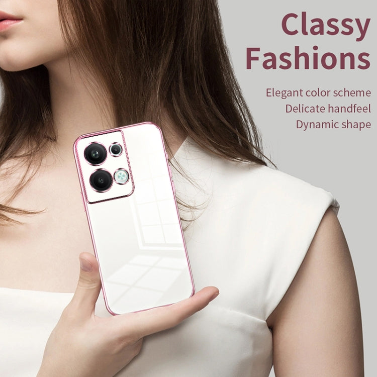 For OPPO Reno9 Pro+ Transparent Plating Fine Hole Phone Case(Silver) - OPPO Cases by PMC TechLife | Online Shopping South Africa | PMC TechLife | Buy Now Pay Later Mobicred