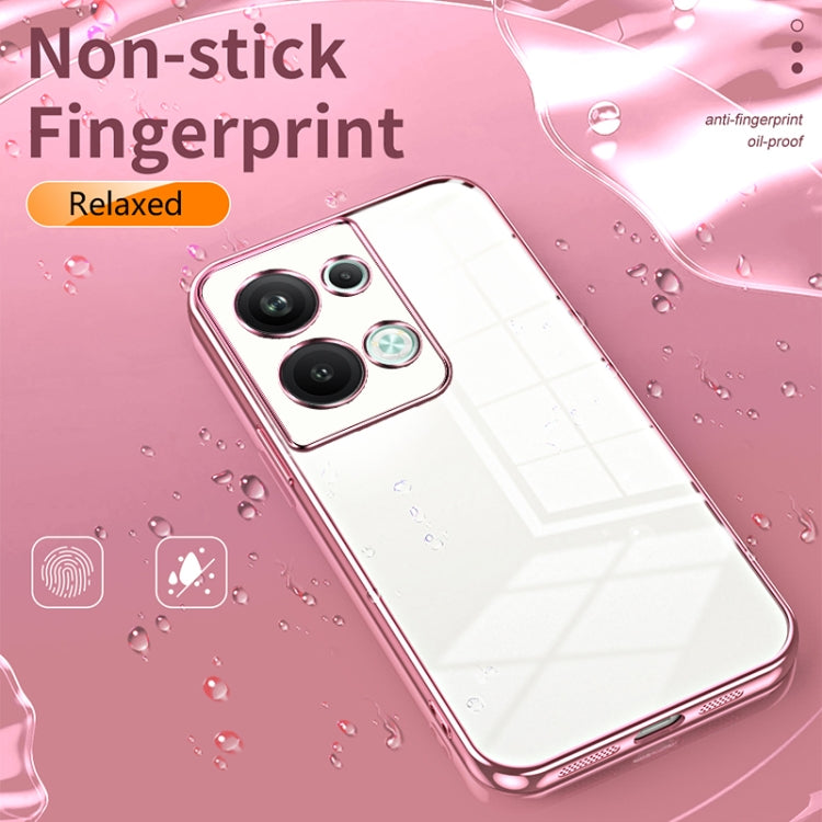 For OPPO Reno9 Pro+ Transparent Plating Fine Hole Phone Case(Silver) - OPPO Cases by PMC TechLife | Online Shopping South Africa | PMC TechLife | Buy Now Pay Later Mobicred
