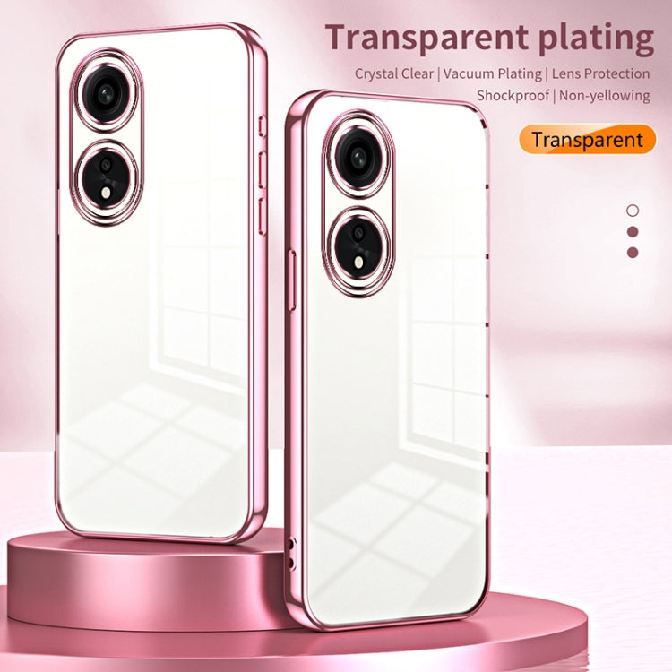For OPPO A1 Pro Transparent Plating Fine Hole Phone Case(Blue) - OPPO Cases by PMC TechLife | Online Shopping South Africa | PMC TechLife | Buy Now Pay Later Mobicred