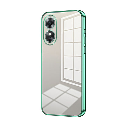 For OPPO A17 / A17K Transparent Plating Fine Hole Phone Case(Green) - OPPO Cases by PMC Jewellery | Online Shopping South Africa | PMC Jewellery | Buy Now Pay Later Mobicred