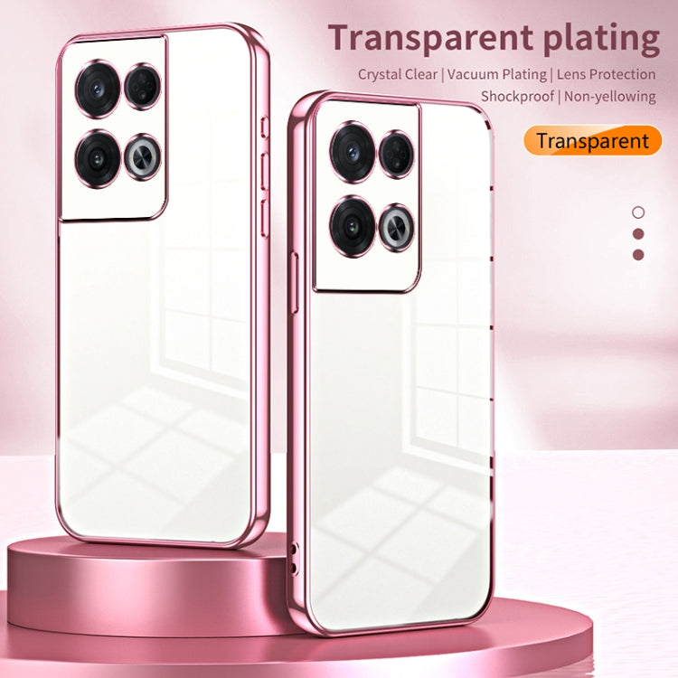 For OPPO Reno8 Pro Transparent Plating Fine Hole Phone Case(Blue) - OPPO Cases by PMC TechLife | Online Shopping South Africa | PMC TechLife | Buy Now Pay Later Mobicred