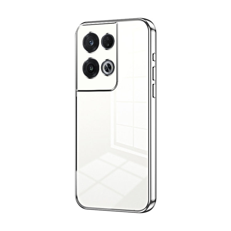 For OPPO Reno8 Pro Transparent Plating Fine Hole Phone Case(Silver) - OPPO Cases by PMC Jewellery | Online Shopping South Africa | PMC Jewellery | Buy Now Pay Later Mobicred