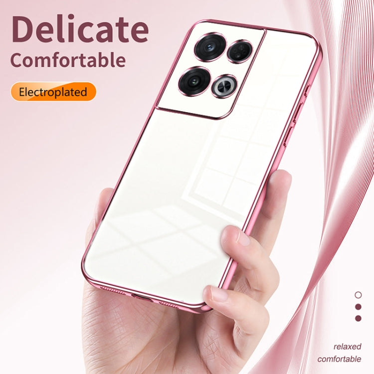 For OPPO Reno8 Pro Transparent Plating Fine Hole Phone Case(Black) - OPPO Cases by PMC TechLife | Online Shopping South Africa | PMC TechLife | Buy Now Pay Later Mobicred