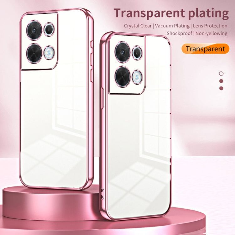 For OPPO Reno8 Transparent Plating Fine Hole Phone Case(Black) - OPPO Cases by PMC TechLife | Online Shopping South Africa | PMC TechLife | Buy Now Pay Later Mobicred