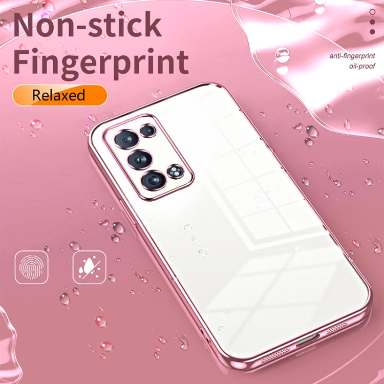 For OPPO Reno6 Pro+ Transparent Plating Fine Hole Phone Case(Pink) - OPPO Cases by PMC Jewellery | Online Shopping South Africa | PMC Jewellery | Buy Now Pay Later Mobicred