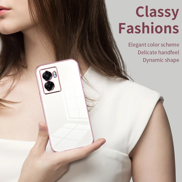 For OPPO A57 5G Transparent Plating Fine Hole Phone Case(Silver) - OPPO Cases by PMC TechLife | Online Shopping South Africa | PMC TechLife | Buy Now Pay Later Mobicred