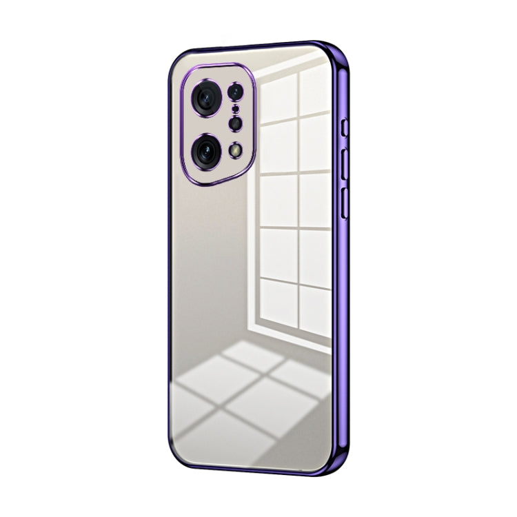 For OPPO Find X5 Transparent Plating Fine Hole Phone Case(Purple) - OPPO Cases by PMC Jewellery | Online Shopping South Africa | PMC Jewellery | Buy Now Pay Later Mobicred