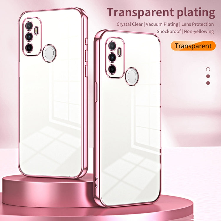 For OPPO A53 2020 / A32 / A11s  Transparent Plating Fine Hole Phone Case(Pink) - OPPO Cases by PMC TechLife | Online Shopping South Africa | PMC TechLife | Buy Now Pay Later Mobicred