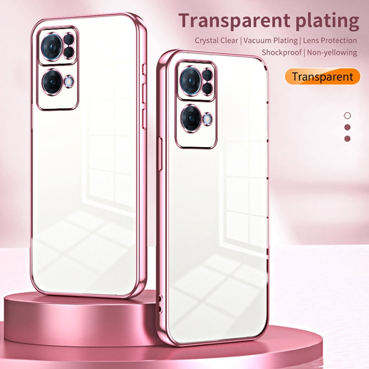 For OPPO Reno7 Pro Transparent Plating Fine Hole Phone Case(Purple) - OPPO Cases by PMC TechLife | Online Shopping South Africa | PMC TechLife | Buy Now Pay Later Mobicred