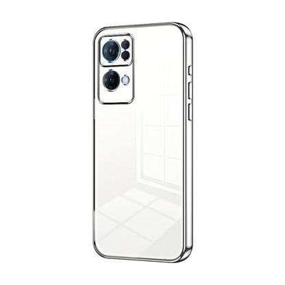 For OPPO Reno7 Pro Transparent Plating Fine Hole Phone Case(Silver) - OPPO Cases by PMC Jewellery | Online Shopping South Africa | PMC Jewellery | Buy Now Pay Later Mobicred