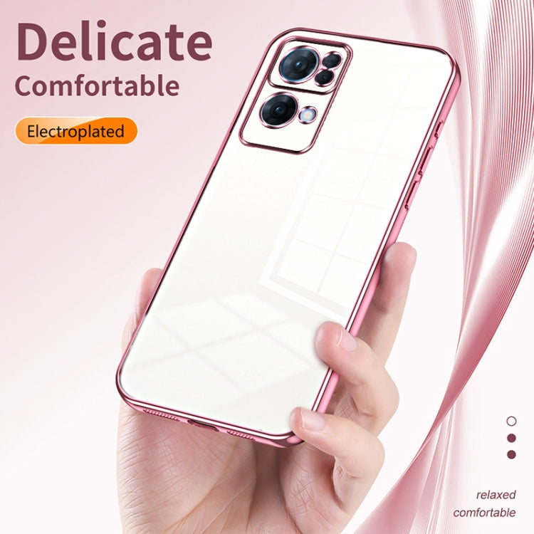 For OPPO Reno7 Pro Transparent Plating Fine Hole Phone Case(Black) - OPPO Cases by PMC Jewellery | Online Shopping South Africa | PMC Jewellery | Buy Now Pay Later Mobicred