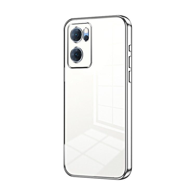 For OPPO Reno7 5G Transparent Plating Fine Hole Phone Case(Silver) - OPPO Cases by PMC TechLife | Online Shopping South Africa | PMC TechLife | Buy Now Pay Later Mobicred