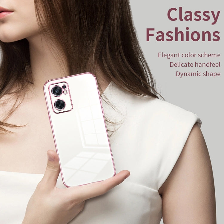 For OPPO Reno7 SE Transparent Plating Fine Hole Phone Case(Blue) - OPPO Cases by PMC TechLife | Online Shopping South Africa | PMC TechLife | Buy Now Pay Later Mobicred