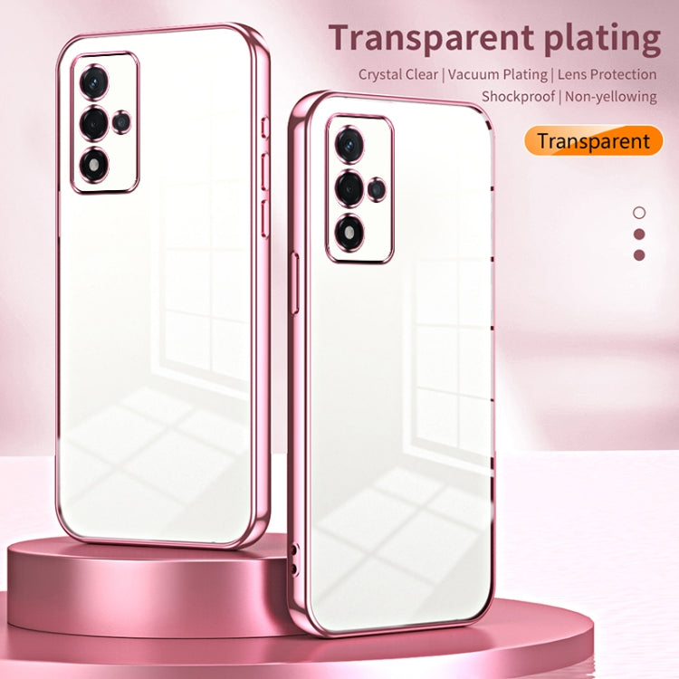 For OPPO A93s 5G Transparent Plating Fine Hole Phone Case(Pink) - OPPO Cases by PMC Jewellery | Online Shopping South Africa | PMC Jewellery | Buy Now Pay Later Mobicred