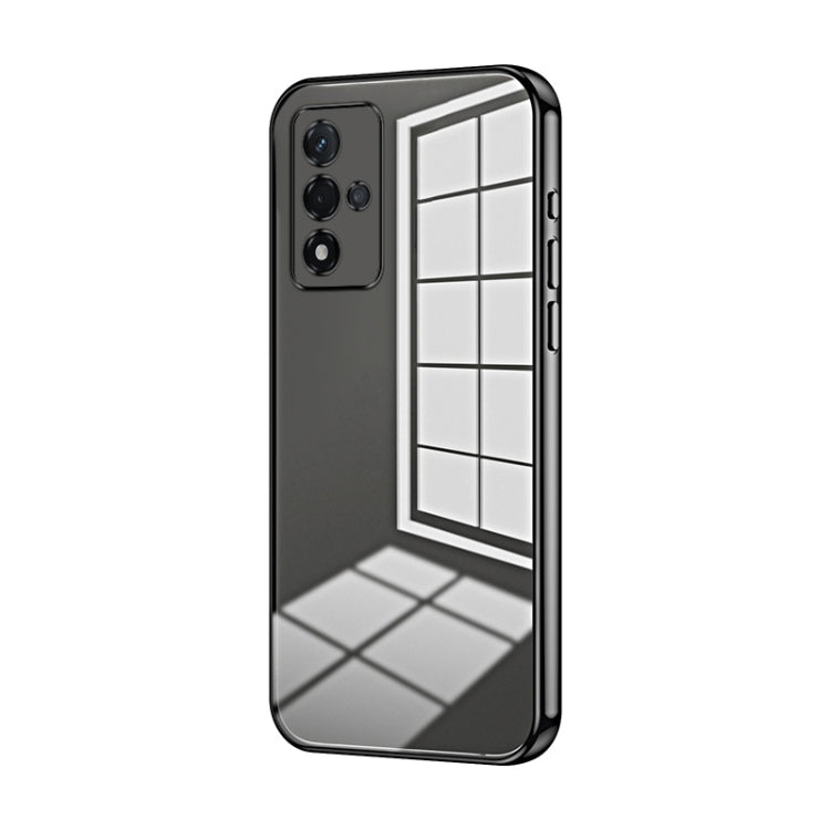 For OPPO A93s 5G Transparent Plating Fine Hole Phone Case(Black) - OPPO Cases by PMC TechLife | Online Shopping South Africa | PMC TechLife | Buy Now Pay Later Mobicred