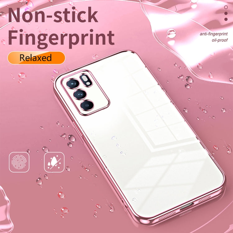 For OPPO Reno6 Indian / Malay Transparent Plating Fine Hole Phone Case(Pink) - OPPO Cases by PMC TechLife | Online Shopping South Africa | PMC TechLife | Buy Now Pay Later Mobicred