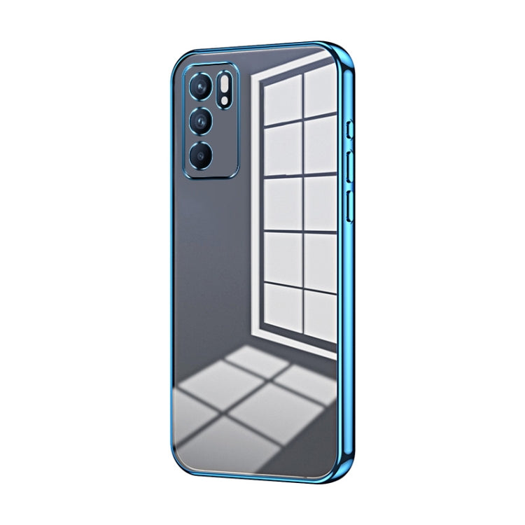 For OPPO Reno6 Indian / Malay Transparent Plating Fine Hole Phone Case(Blue) - OPPO Cases by PMC TechLife | Online Shopping South Africa | PMC TechLife | Buy Now Pay Later Mobicred