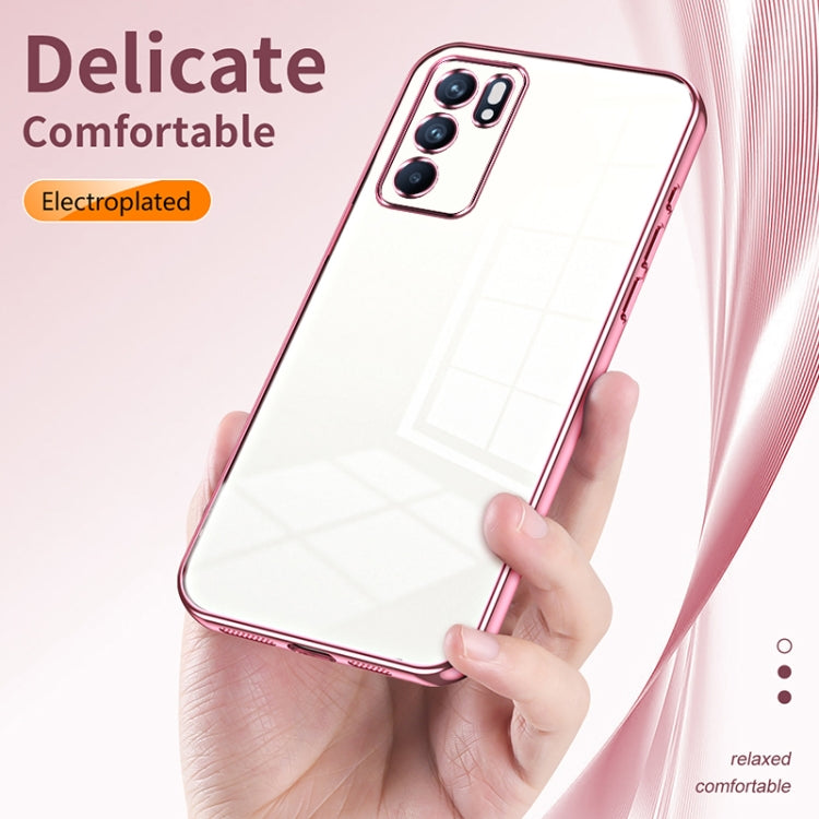For OPPO Reno6 Indian / Malay Transparent Plating Fine Hole Phone Case(Blue) - OPPO Cases by PMC TechLife | Online Shopping South Africa | PMC TechLife | Buy Now Pay Later Mobicred