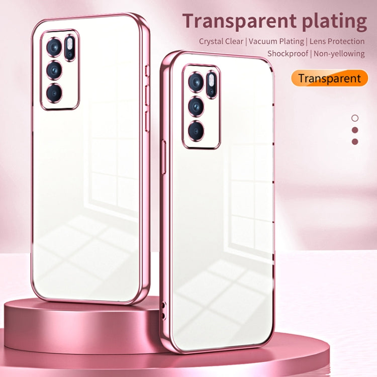 For OPPO Reno6 Pro Indian  Transparent Plating Fine Hole Phone Case(Pink) - OPPO Cases by PMC TechLife | Online Shopping South Africa | PMC TechLife | Buy Now Pay Later Mobicred