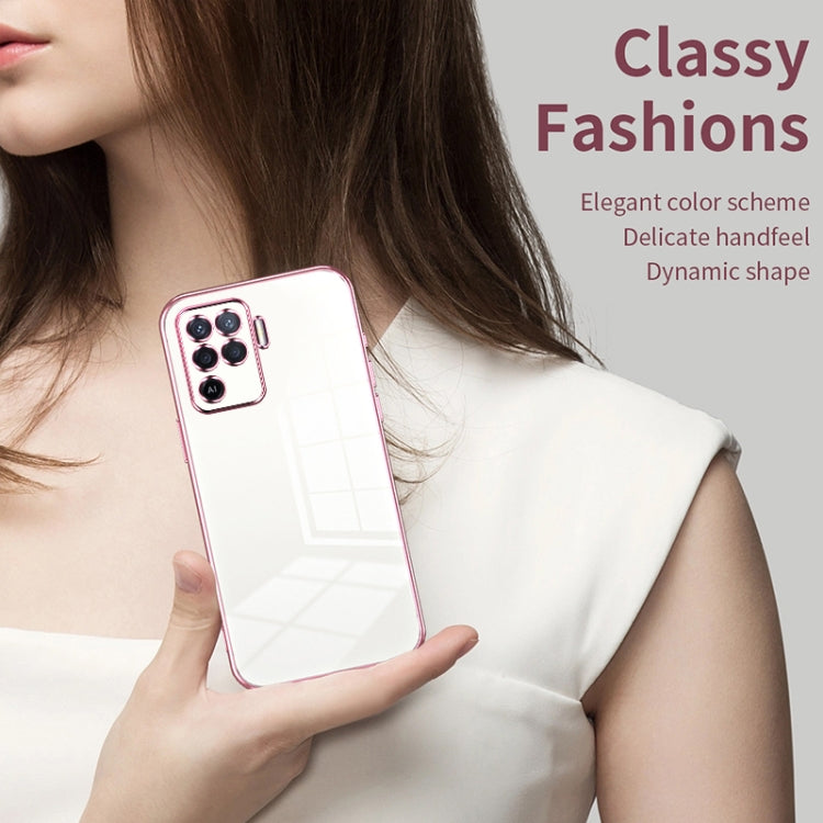 For OPPO A94 4G Transparent Plating Fine Hole Phone Case(Pink) - OPPO Cases by PMC TechLife | Online Shopping South Africa | PMC TechLife | Buy Now Pay Later Mobicred
